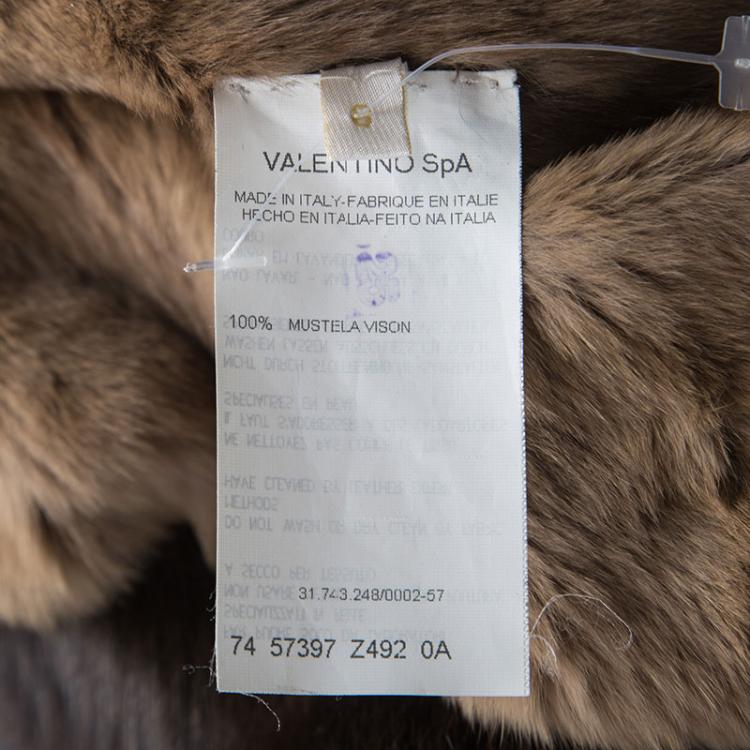 Pre Owned Valentino Brown Mustela Vison Front Open Vest M
