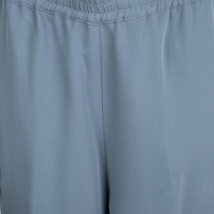 Pre Owned Valentino Grey Drawstring Waist Detail Silk Pants M