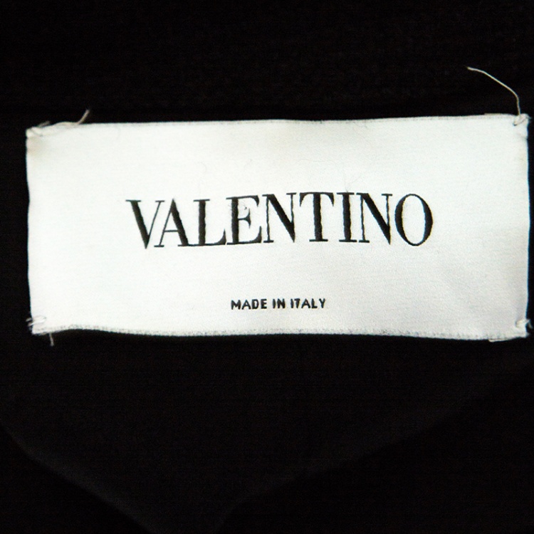Pre Owned Valentino Black Knit Embellished Faux Fur Cuffed Belted Cropped Jacket M