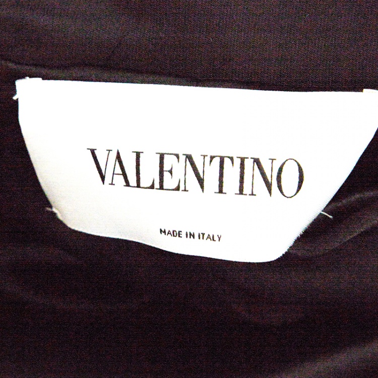 Pre Owned Valentino Black Silk Wool Neck Tie Detail Cropped Jacket S