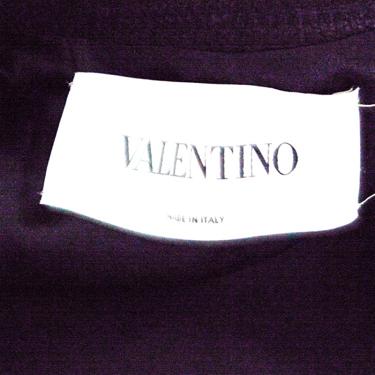 Pre Owned Valentino Black Wool Blend Fox Fur Trim Belted Overcoat M