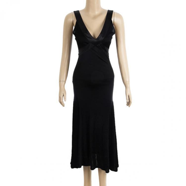 Pre Owned Valentino V Neck Stretch Dress S