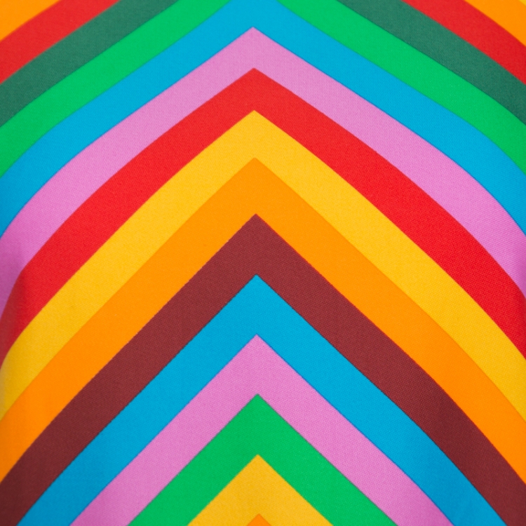 Pre Owned Valentino Multicolor Rainbow Chevron Striped Bambolina Dress S