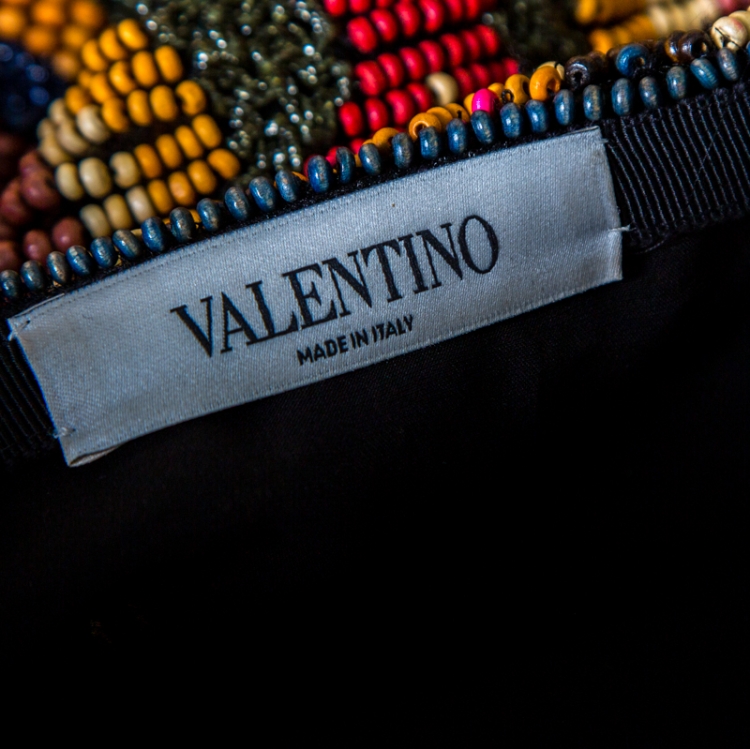 Pre Owned Valentino Multicolor Lurex Embroidered Beaded Mini Skirt S
