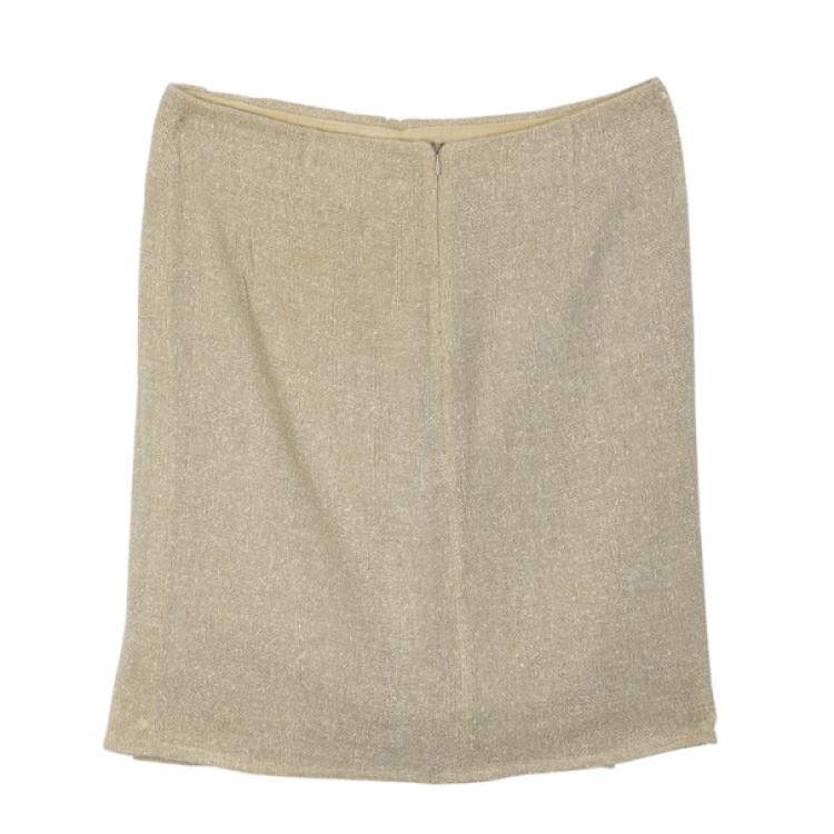 Pre Owned Valentino Linen Cream Skirt Suit L