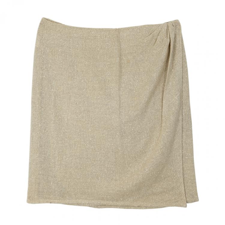 Pre Owned Valentino Linen Cream Skirt Suit L