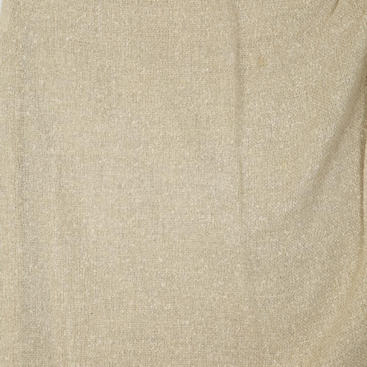 Pre Owned Valentino Linen Cream Skirt Suit L