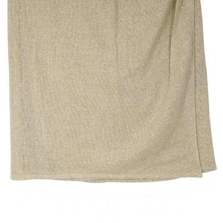 Pre Owned Valentino Linen Cream Skirt Suit L