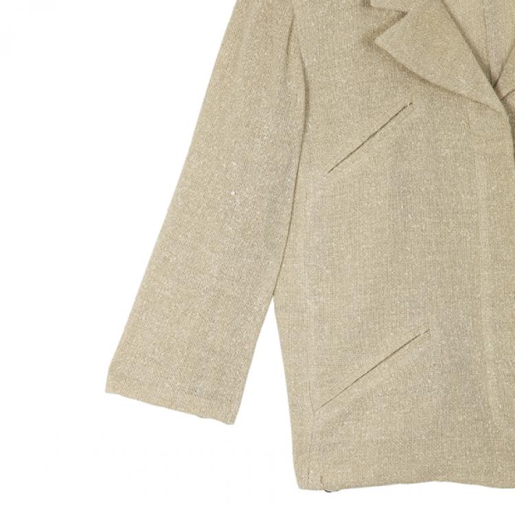 Pre Owned Valentino Linen Cream Skirt Suit L