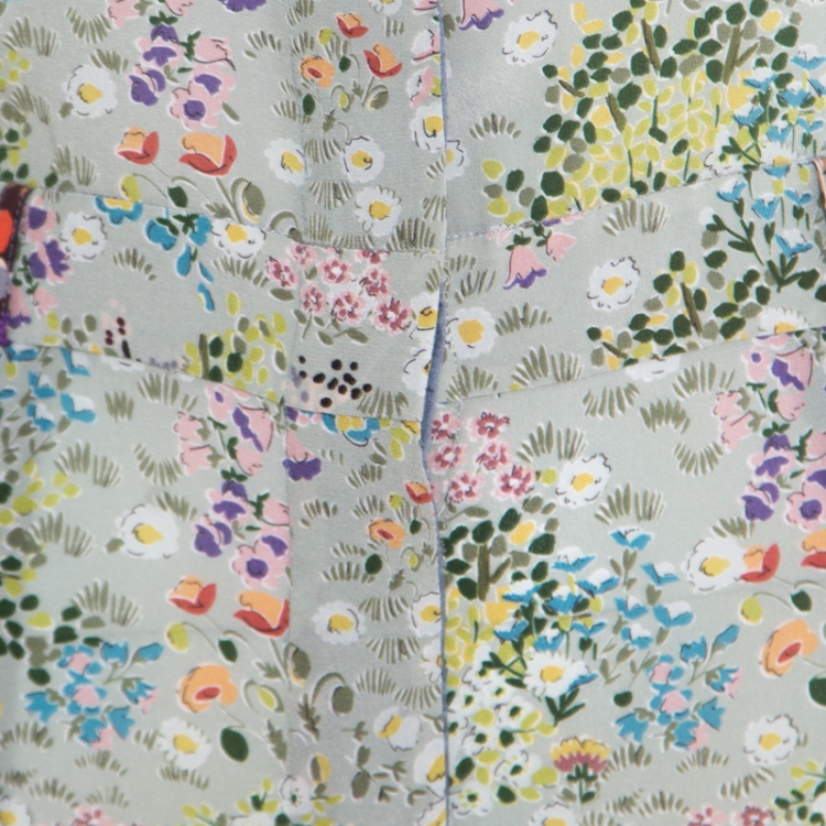 Pre Owned Valentino Multicolor Garden Flora and Fauna Printed Silk Jumpsuit L