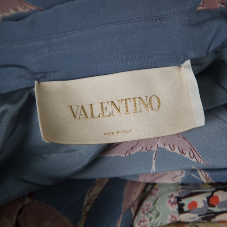 Pre Owned Valentino Multicolor Garden Flora and Fauna Printed Silk Jumpsuit L