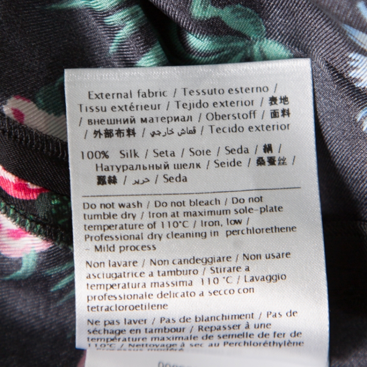 Pre Owned Valentino Black Floral Printed Silk Drawstring Detail Pyjama Pants L