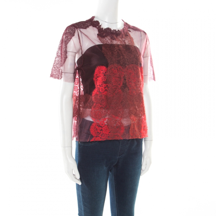 ヴァレンティノ Crepe tulle short sleeves tops VALENTINO - Crepe tulle short sleeves tops / トップス