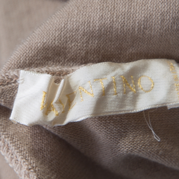 Pre Owned Valentino Beige Wool and Cashmere Floral Embellished Sleeveless Twist Front Top S