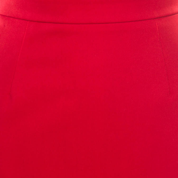 Pre Owned Valentino Technocouture Lipstick Red Fleece Wool Pencil Skirt S