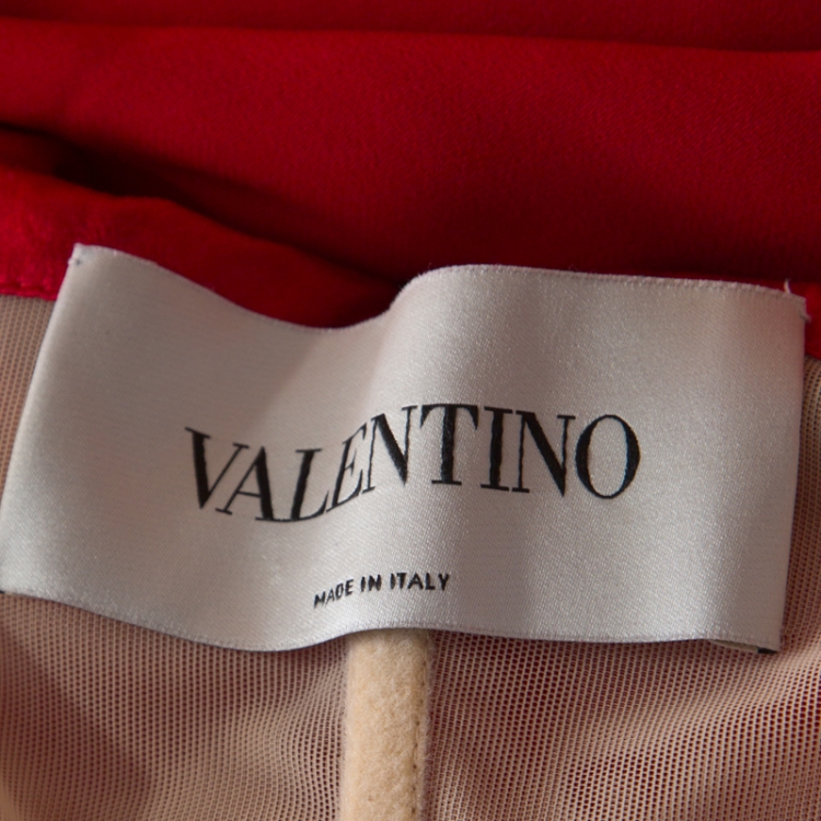 Pre Owned Valentino Red Ruffle Detail One Shoulder Gown M
