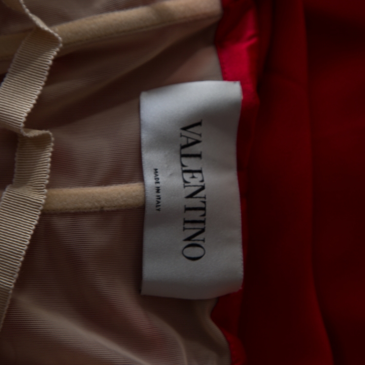 Pre Owned Valentino Red Ruffle Detail One Shoulder Gown M