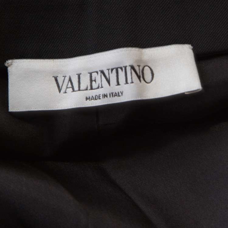Pre Owned Valentino Black Wool Gabardine Pencil Skirt S