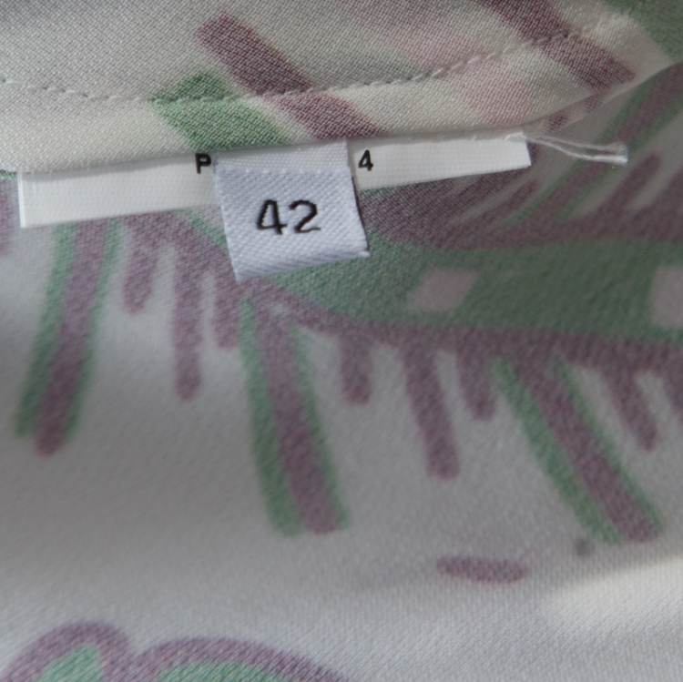 Pre Owned Valentino White Aztec Zandra Leopard Print Crepe Keyhole Neck Maxi Dress M