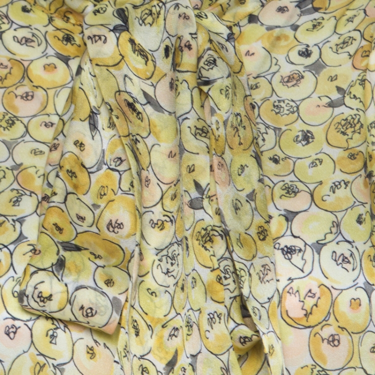 Pre Owned Valentino Multicolor Printed Silk Neck Tie Detail Long Sleeve Blouse M