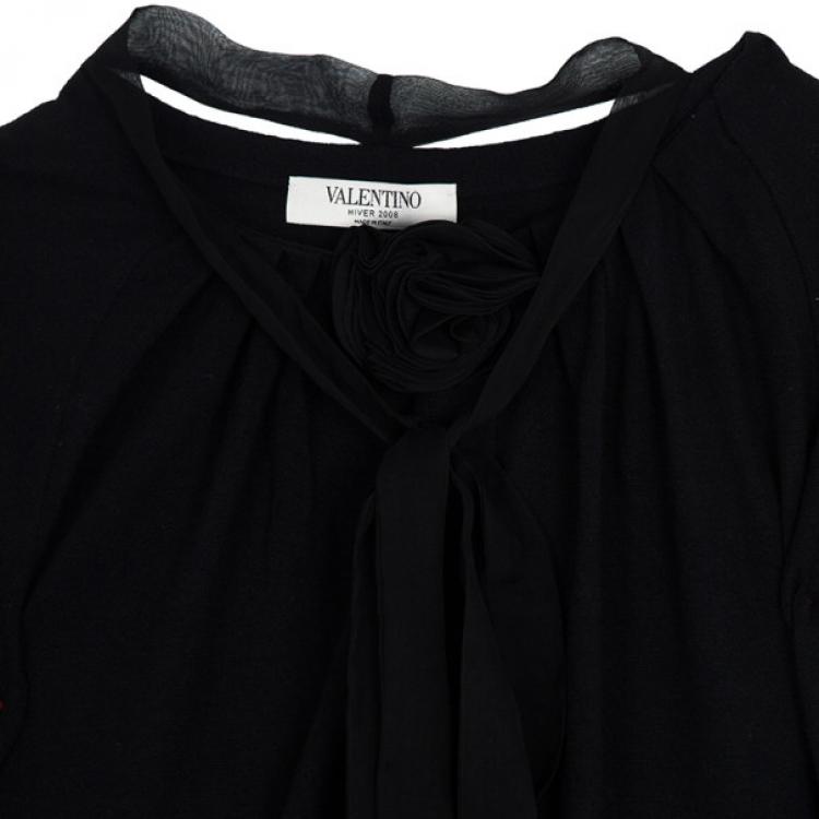 Pre Owned Valentino Rosette Wool Blend Cardigan S