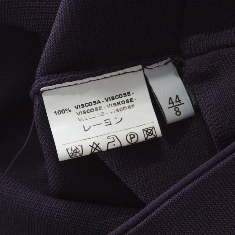 Pre Owned Valentino Purple Rib Knit Tiered Pleat Detail A Line Skirt M