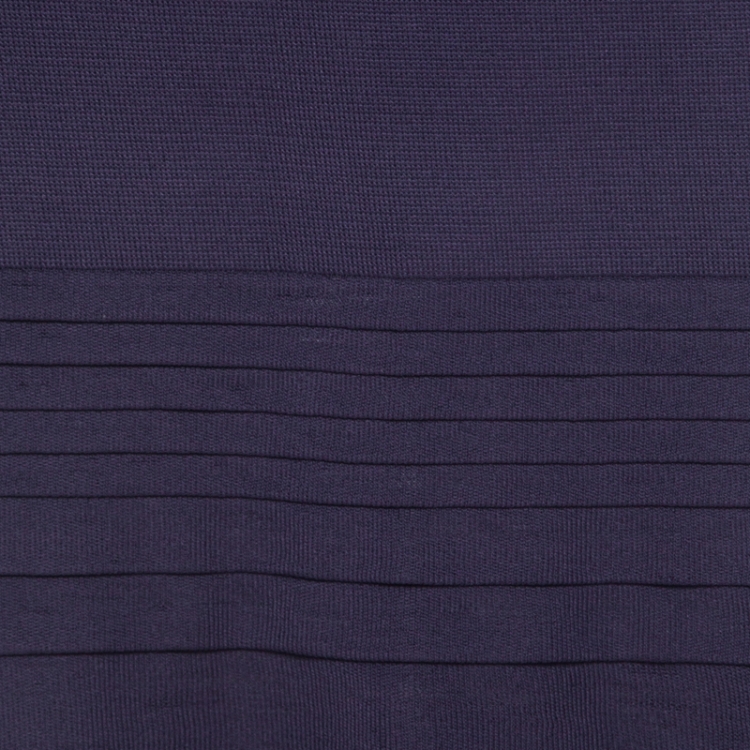 Pre Owned Valentino Purple Rib Knit Tiered Pleat Detail A Line Skirt M