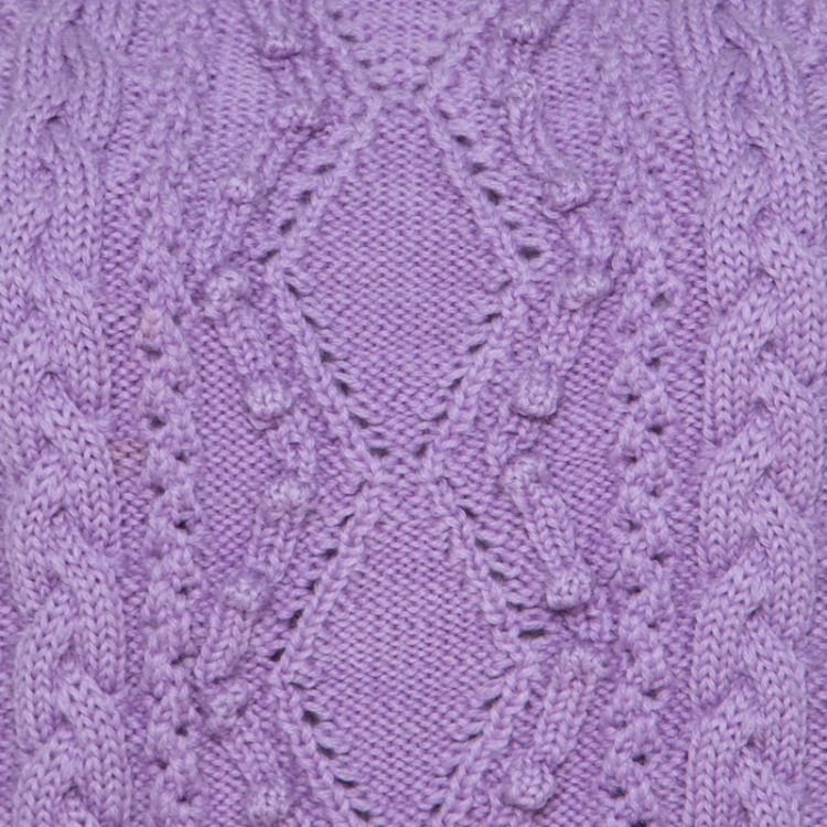 Pre Owned Valentino Lilac Cable Knit Wool Off Shoulder Sweater L