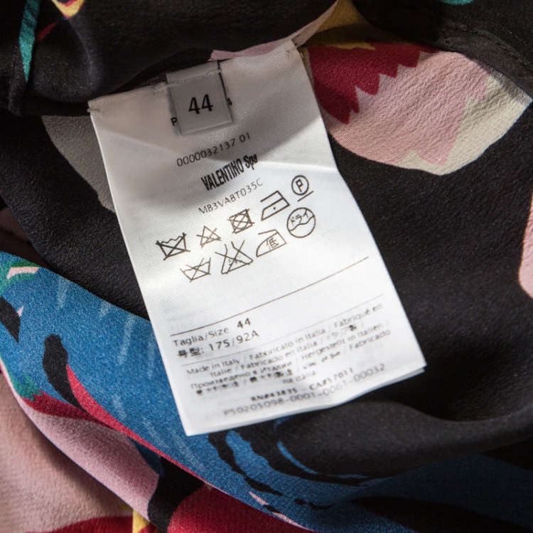 Pre Owned Valentino Multicolor Tropical Print Silk Button Down Dress M