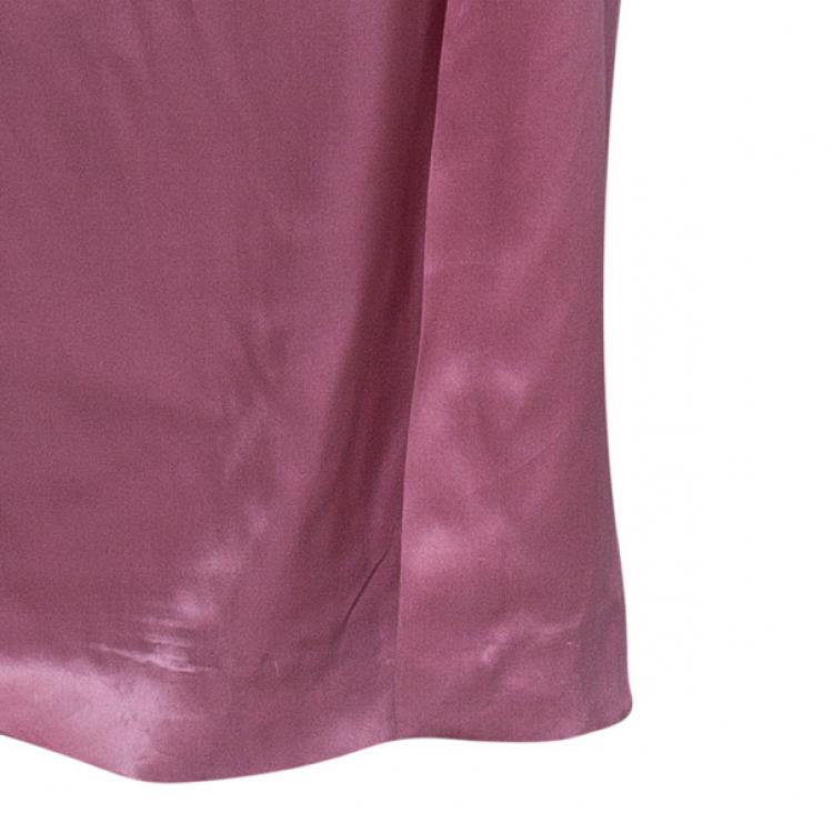 Pre Owned Valentino Mauve Silk Strapless Ruched Gown M