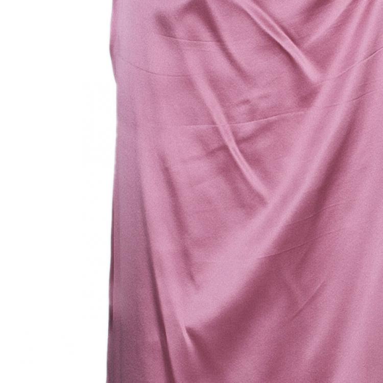 Pre Owned Valentino Mauve Silk Strapless Ruched Gown M