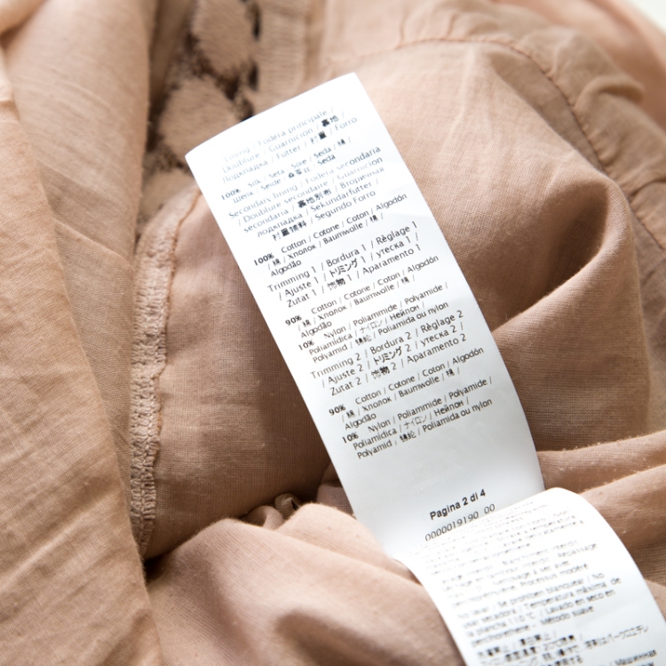 Pre Owned Valentino Beige Floral Cotton Lace Button Front Dress L