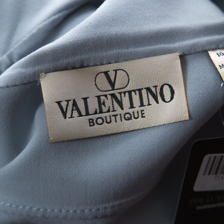 Pre Owned Valentino Boutique Pale Blue Wool Open Front Blazer L