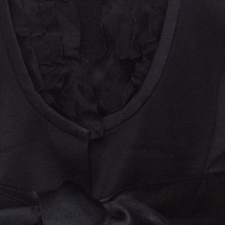 Pre Owned Valentino Black Wool Ruffle Front Detail Stand Collar Jacket XL 