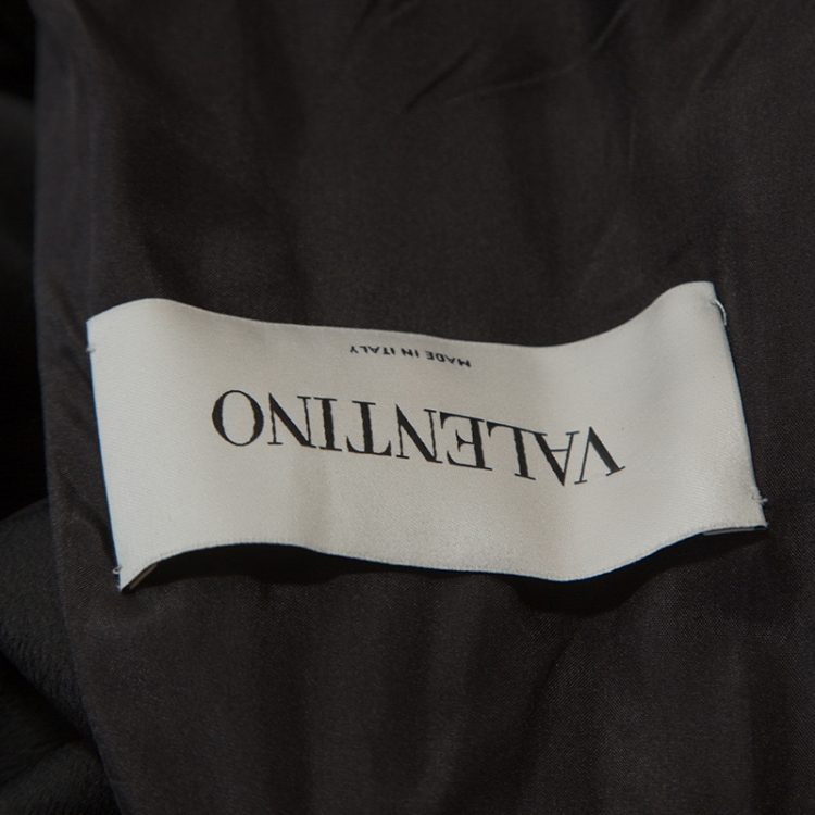 Pre Owned Valentino Monochrome Maxi Polka Dot Print Satin Asymmetric Dress L