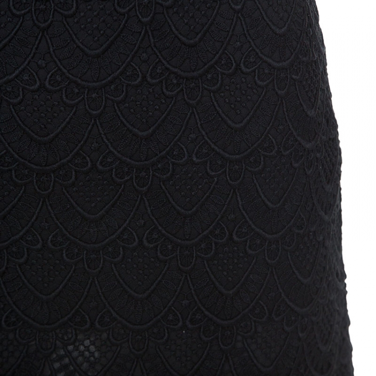 Pre Owned Valentino Black Cotton Guipure Lace Short Skirt S
