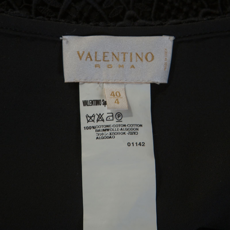 Pre Owned Valentino Black Cotton Guipure Lace Short Skirt S