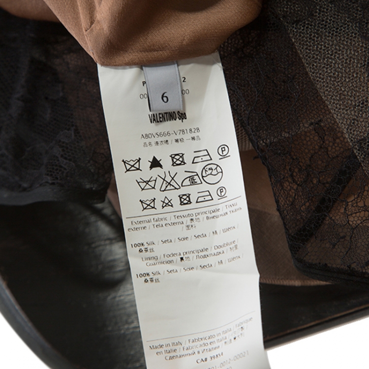 Pre Owned Valentino Bicolor Lace Tulip Sleeve Dress M