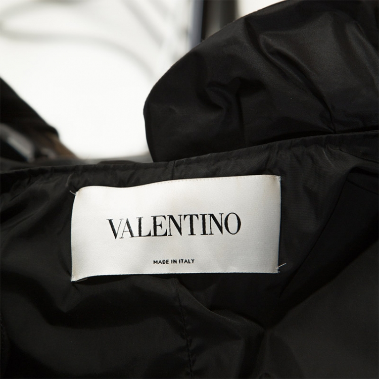 Pre Owned Valentino Black Silk Bow Detail Strapless Gown and Ruffled Bolero Set L