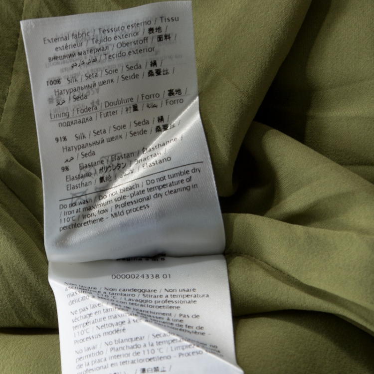 Pre Owned Valentino Green Silk Crepe Flared One Shoulder Dress M