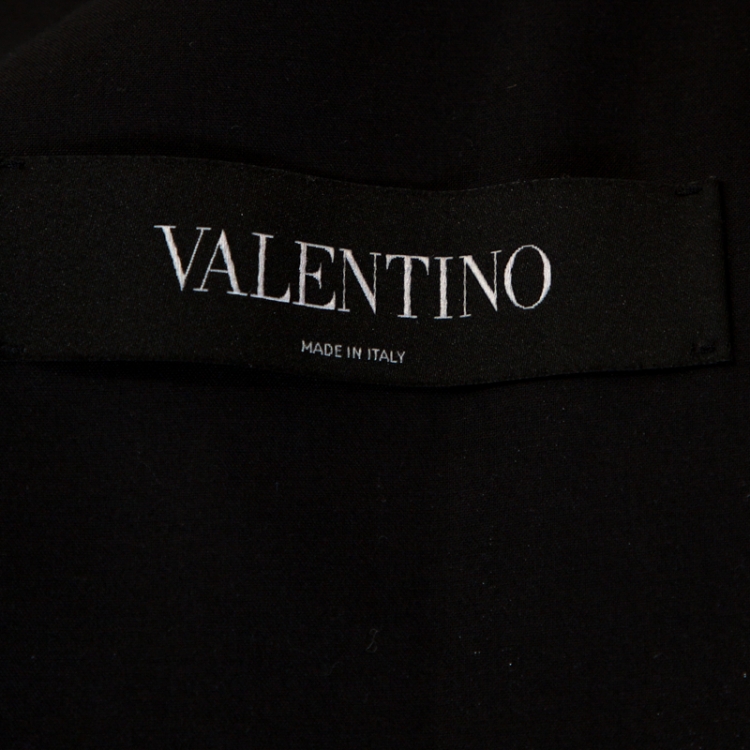 Pre Owned Valentino Black Butterfly Appliqued Cotton Double Breasted Coat M
