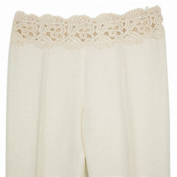 Pre Owned Valentino Lace Belt Linen Trousers M