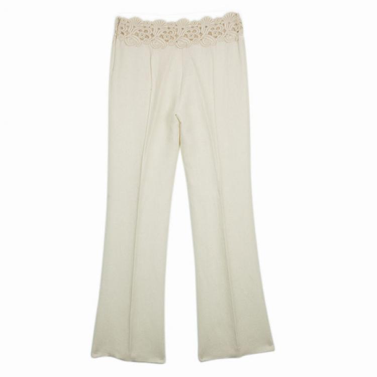 Pre Owned Valentino Lace Belt Linen Trousers M