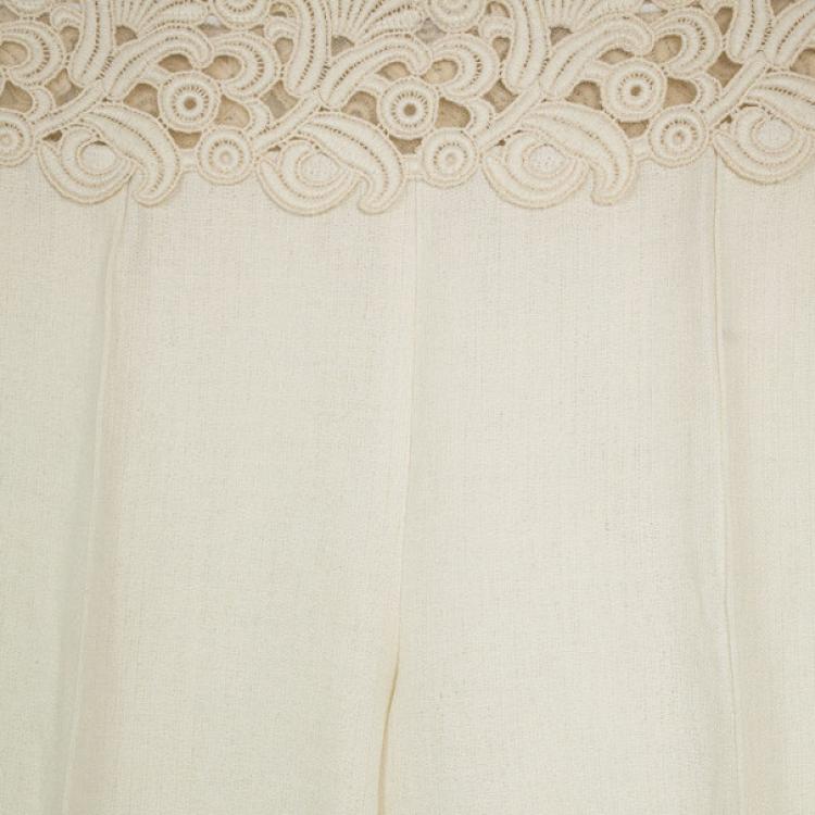 Pre Owned Valentino Lace Belt Linen Trousers M