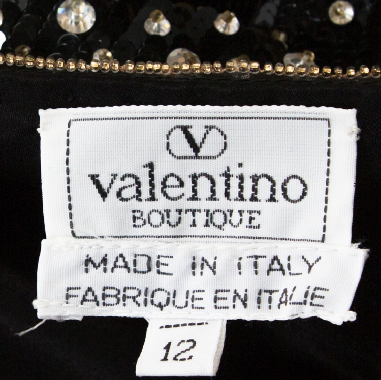 Pre Owned Valentino Boutique Vintage Black Astrology Embellished Velvet Trim Jacket L