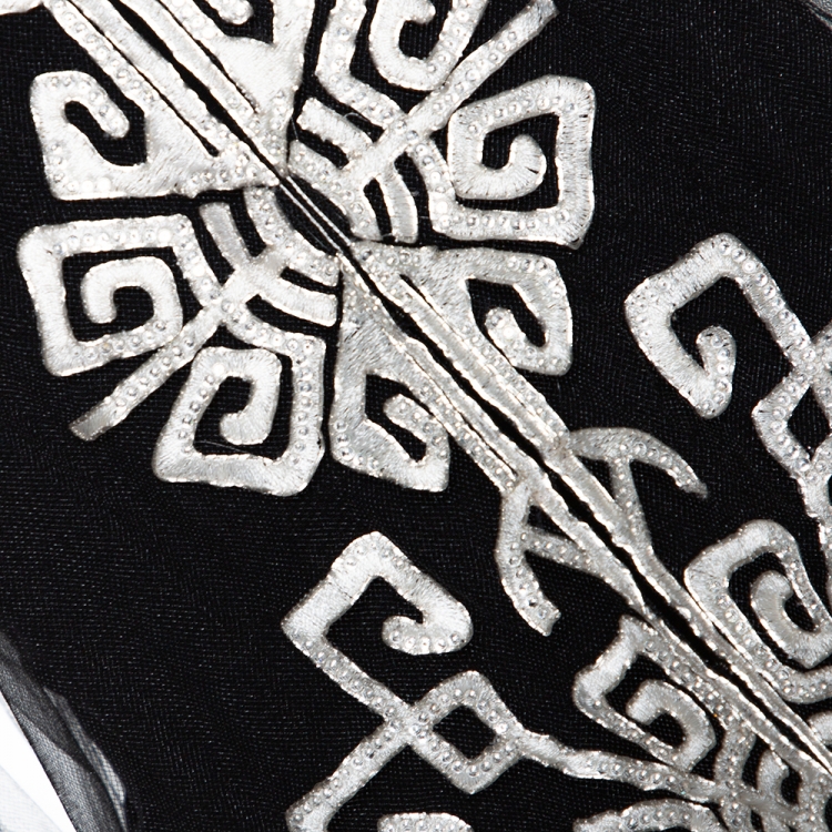 Pre Owned Valentino Boutique Black Mesh Embroidered & Embellished Sheer Top M