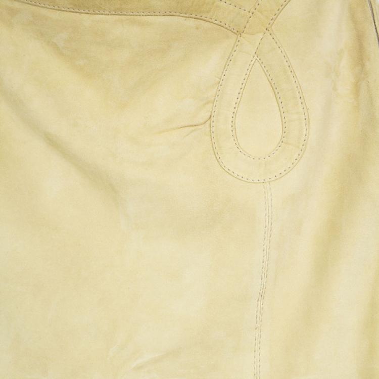 Pre Owned Valentino Lambskin Pencil Skirt M