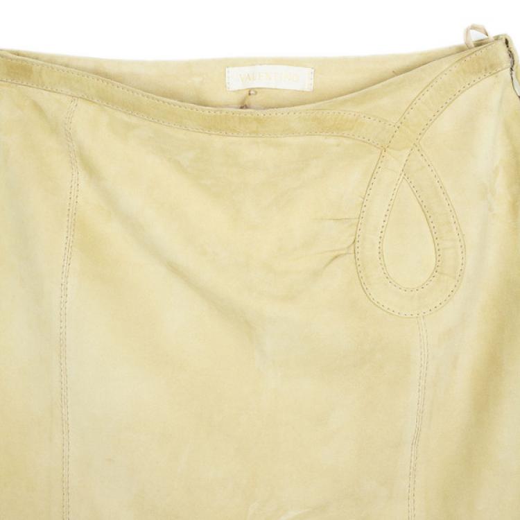 Pre Owned Valentino Lambskin Pencil Skirt M