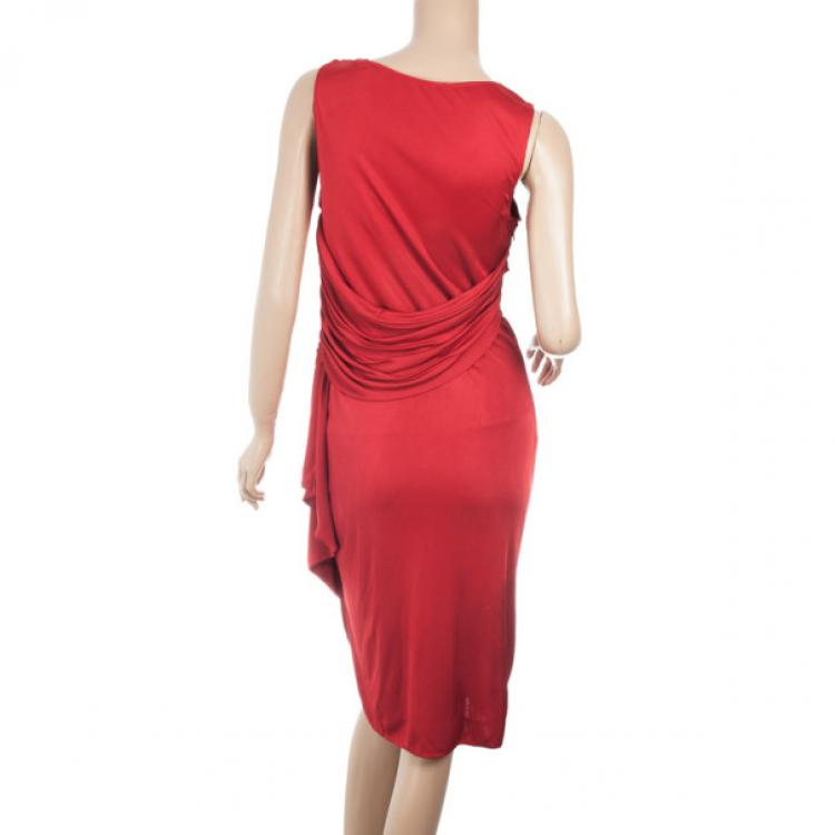 Pre Owned Valentino Red Draped Dress M