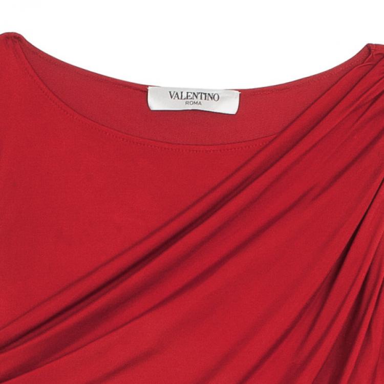 Pre Owned Valentino Red Draped Dress M